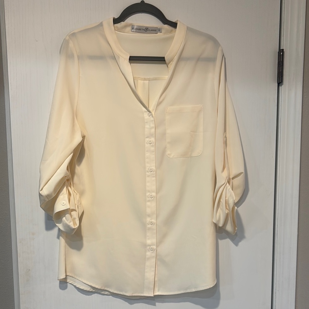 Elizabeth & Clarke Elegant Cream Button-Down Shirt